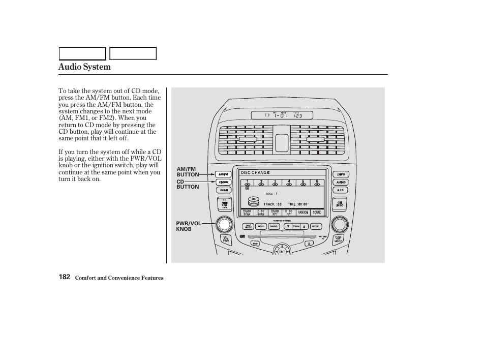 Audio system | HONDA 2003 Accord Sedan - Owner's Manual User Manual | Page 185 / 395
