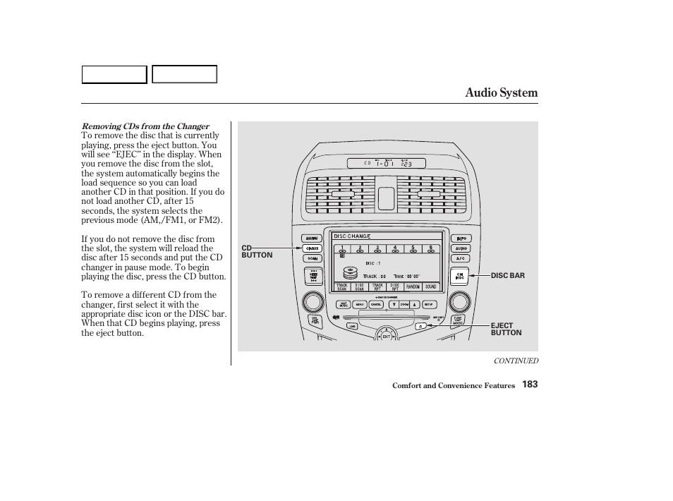 Audio system | HONDA 2003 Accord Sedan - Owner's Manual User Manual | Page 186 / 395