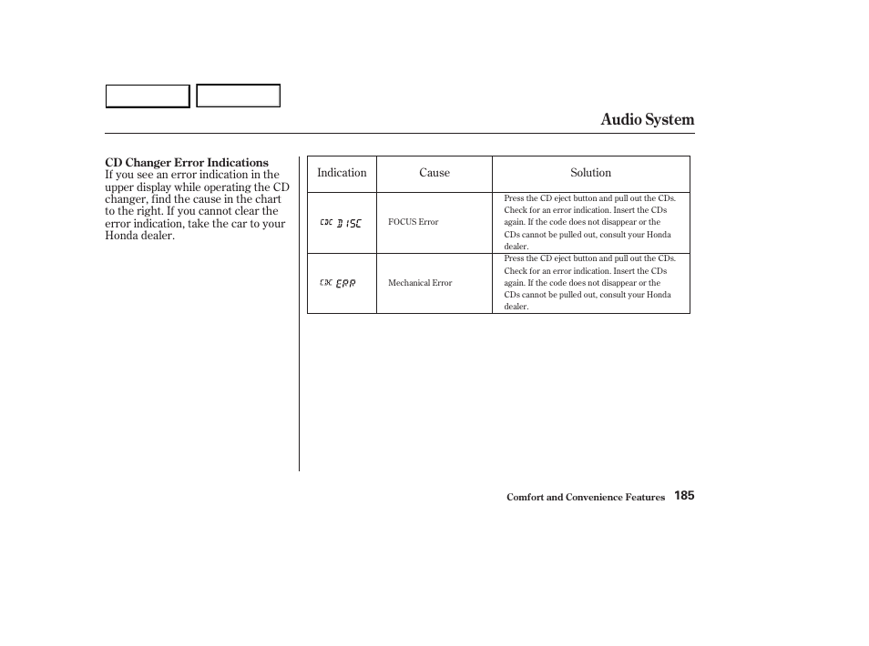 Audio system | HONDA 2003 Accord Sedan - Owner's Manual User Manual | Page 188 / 395