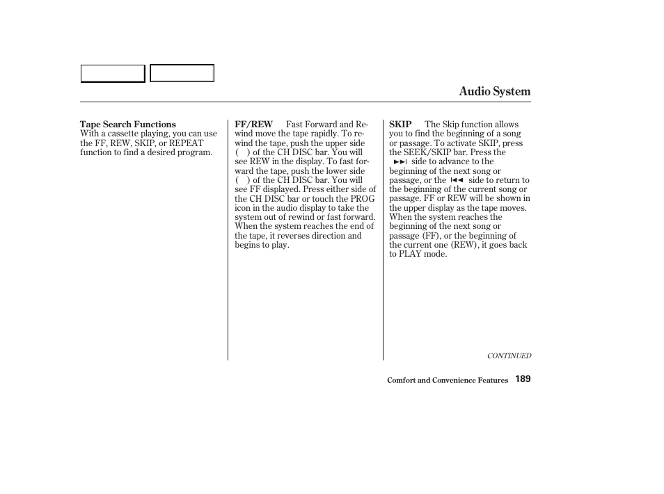 Audio system | HONDA 2003 Accord Sedan - Owner's Manual User Manual | Page 192 / 395