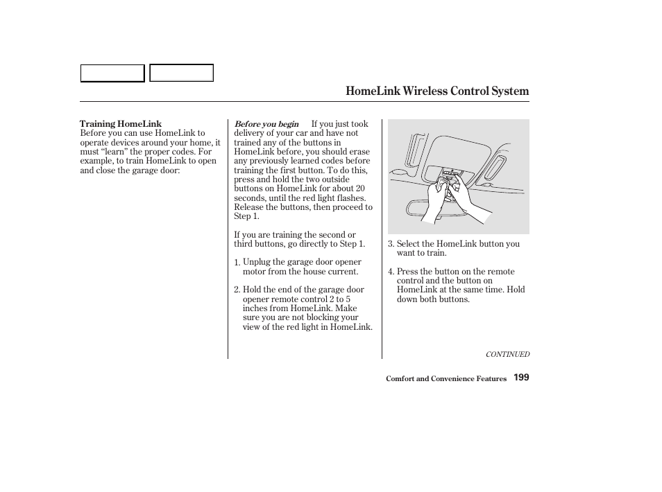 Homelink wireless control system | HONDA 2003 Accord Sedan - Owner's Manual User Manual | Page 202 / 395