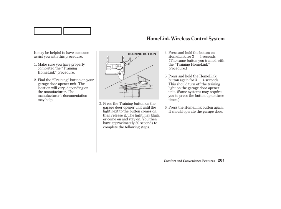 Homelink wireless control system | HONDA 2003 Accord Sedan - Owner's Manual User Manual | Page 204 / 395