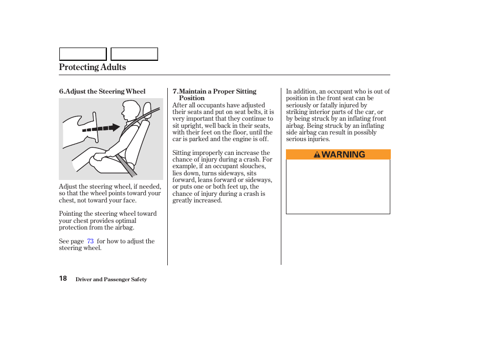 Protecting adults | HONDA 2003 Accord Sedan - Owner's Manual User Manual | Page 21 / 395