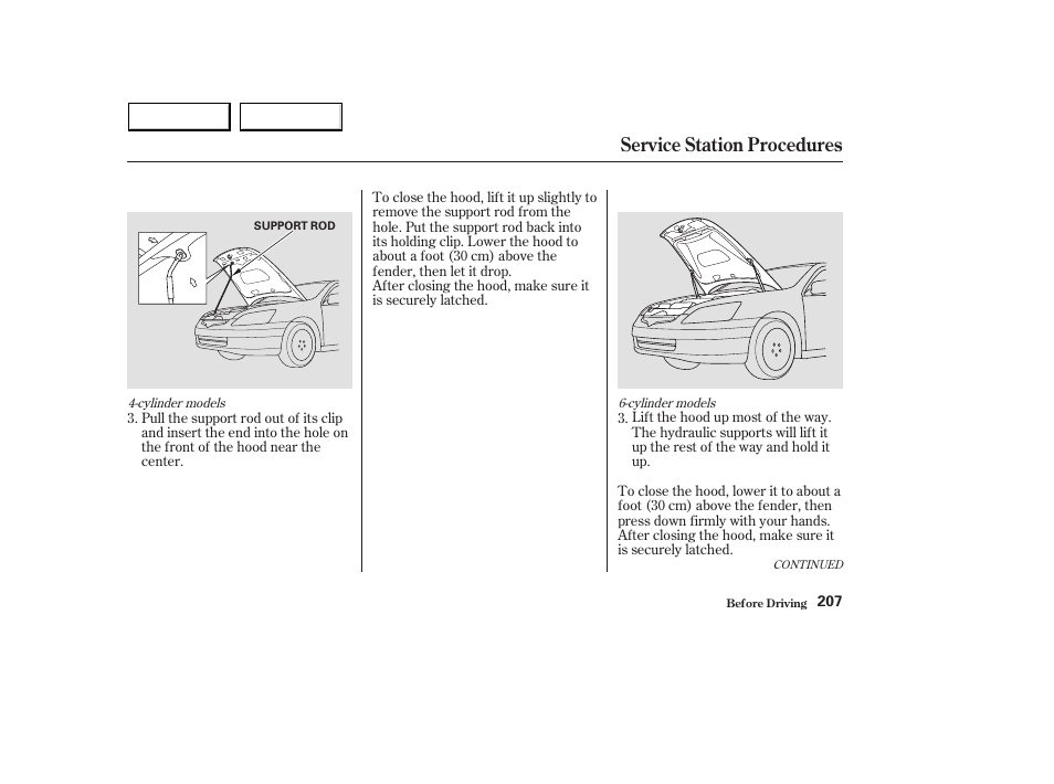 Service station procedures | HONDA 2003 Accord Sedan - Owner's Manual User Manual | Page 210 / 395