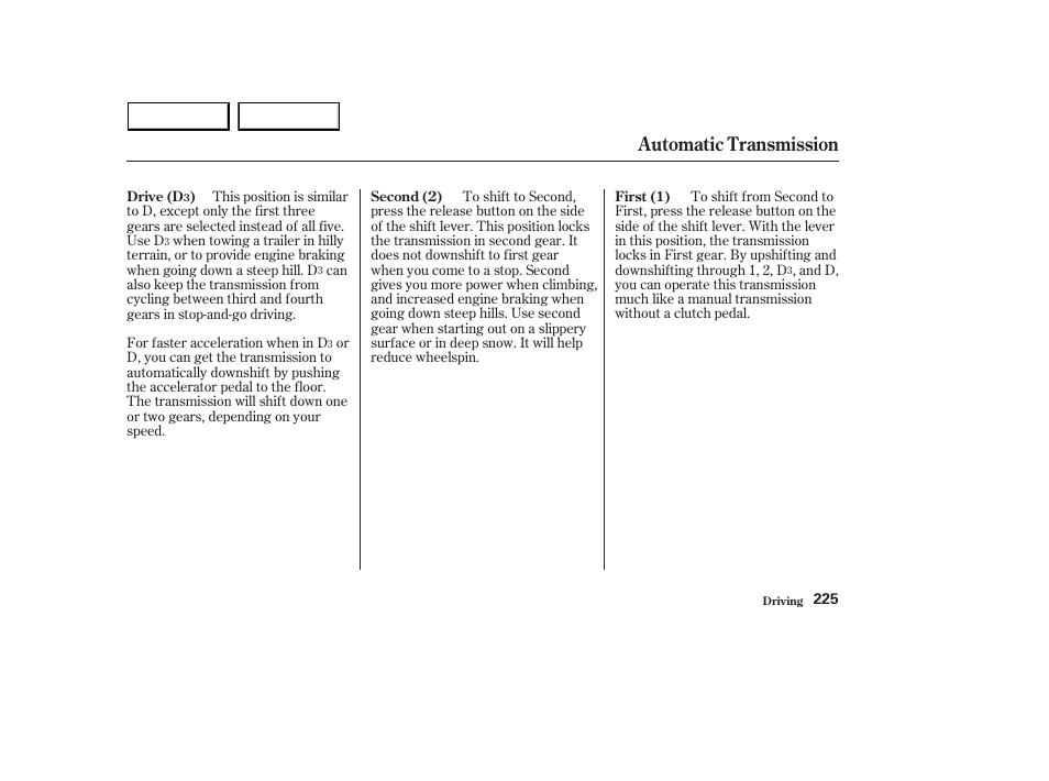 Automatic transmission | HONDA 2003 Accord Sedan - Owner's Manual User Manual | Page 228 / 395