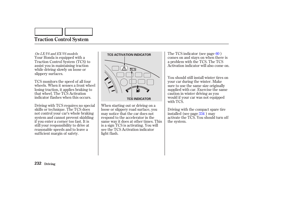 Traction control system | HONDA 2003 Accord Sedan - Owner's Manual User Manual | Page 235 / 395