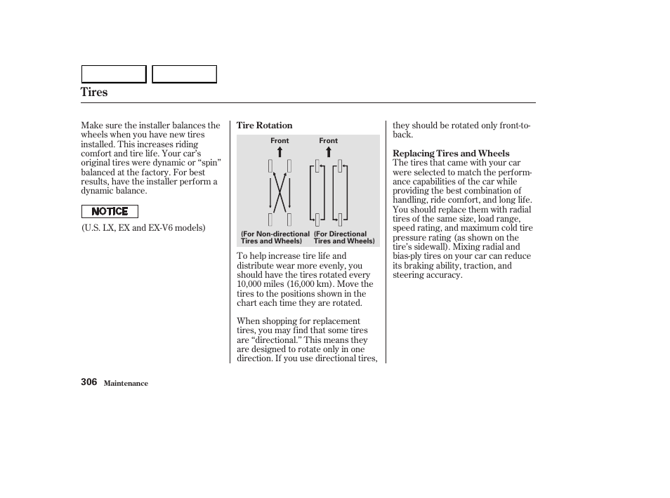 Tires | HONDA 2003 Accord Sedan - Owner's Manual User Manual | Page 309 / 395
