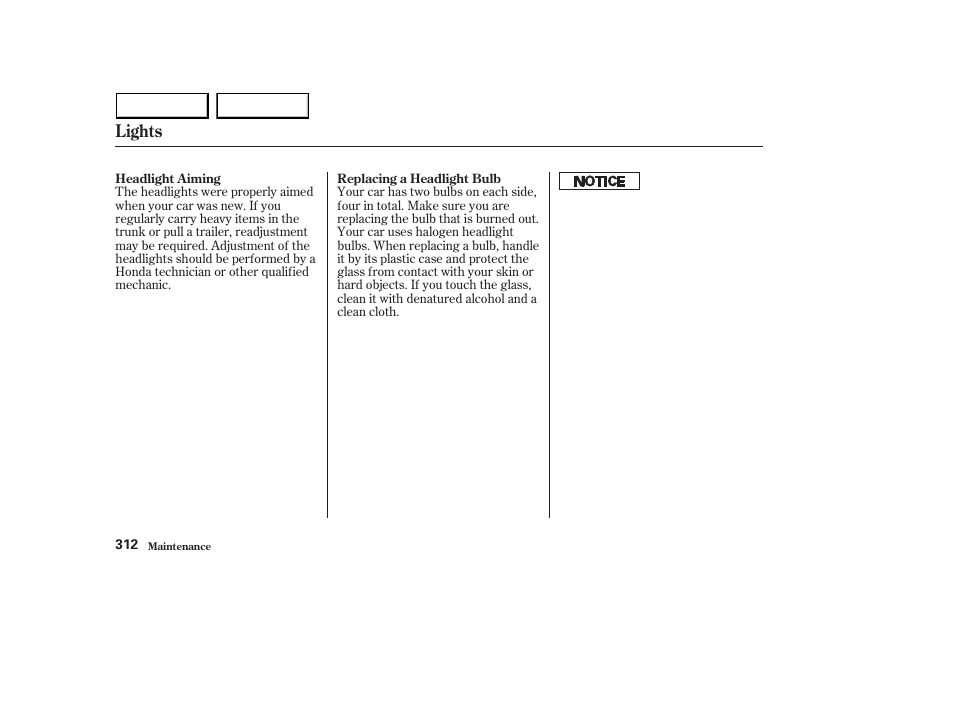 Lights | HONDA 2003 Accord Sedan - Owner's Manual User Manual | Page 315 / 395