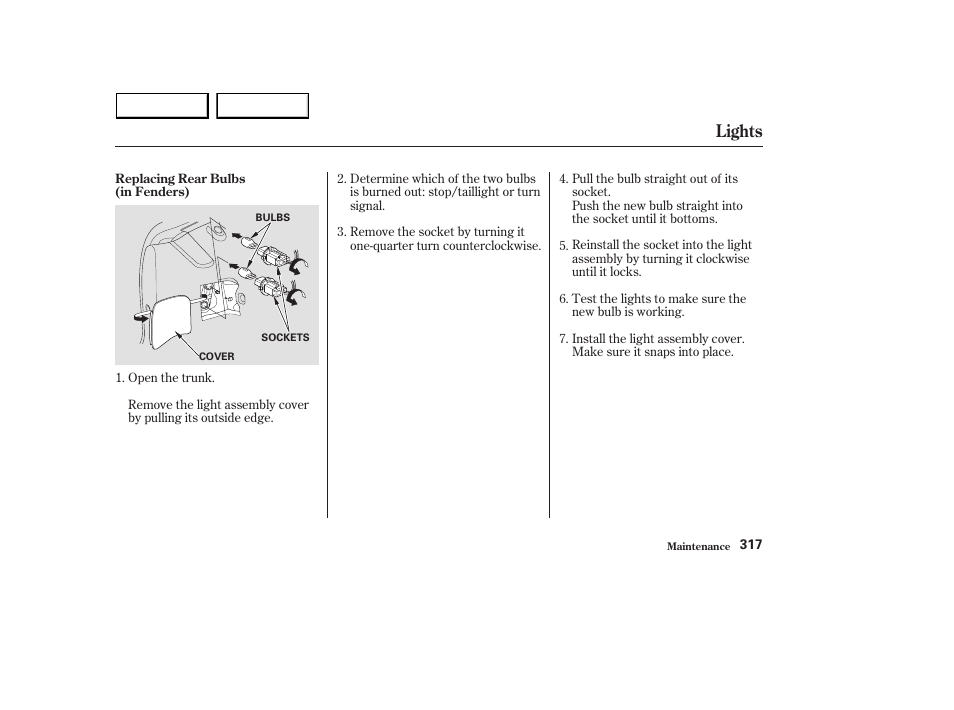 Lights | HONDA 2003 Accord Sedan - Owner's Manual User Manual | Page 320 / 395