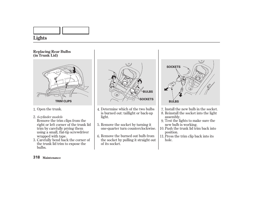 Lights | HONDA 2003 Accord Sedan - Owner's Manual User Manual | Page 321 / 395