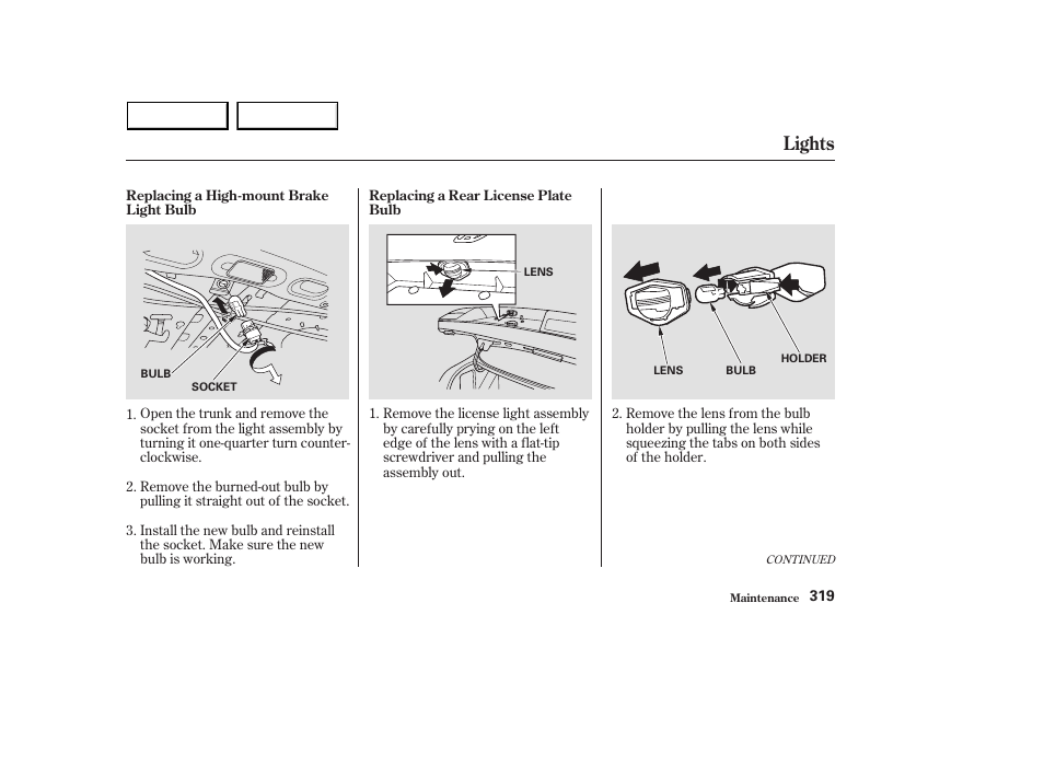 Lights | HONDA 2003 Accord Sedan - Owner's Manual User Manual | Page 322 / 395