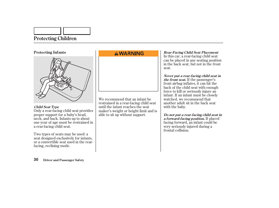 Protecting children | HONDA 2003 Accord Sedan - Owner's Manual User Manual | Page 33 / 395