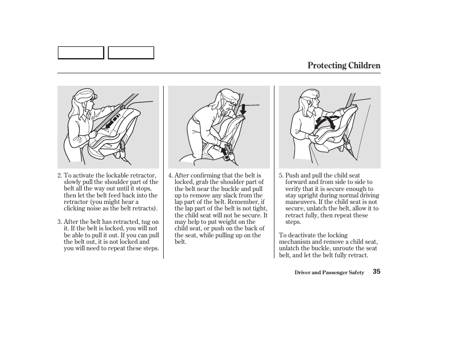 Protecting children | HONDA 2003 Accord Sedan - Owner's Manual User Manual | Page 38 / 395