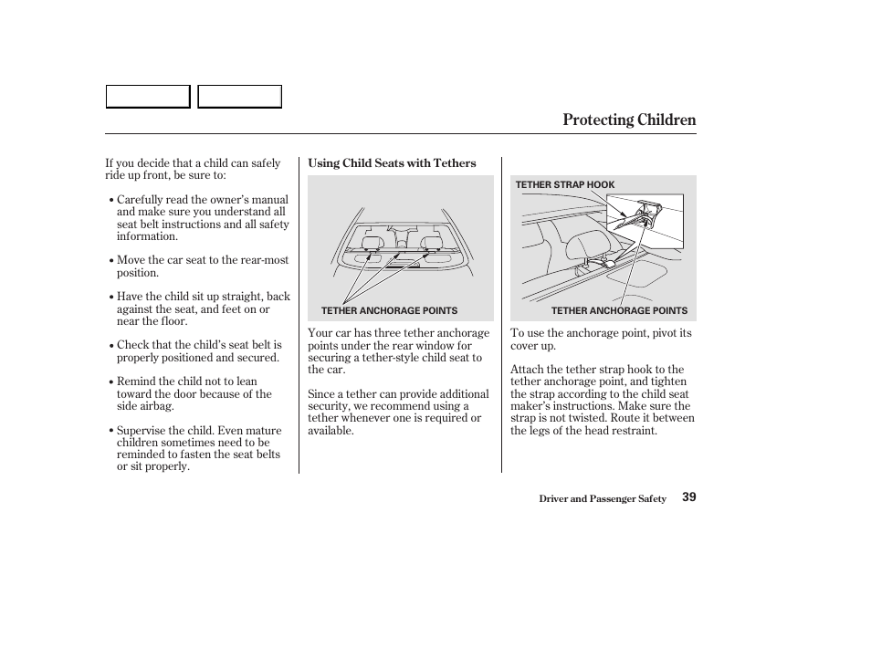 Protecting children | HONDA 2003 Accord Sedan - Owner's Manual User Manual | Page 42 / 395