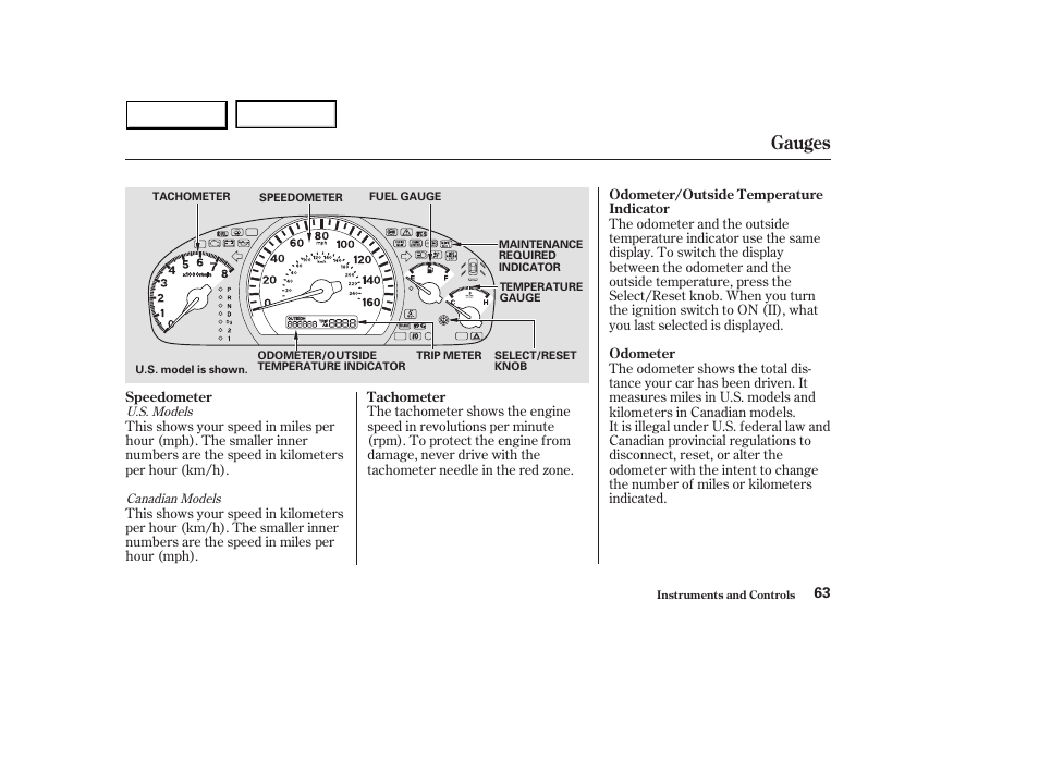 Gauges | HONDA 2003 Accord Sedan - Owner's Manual User Manual | Page 66 / 395