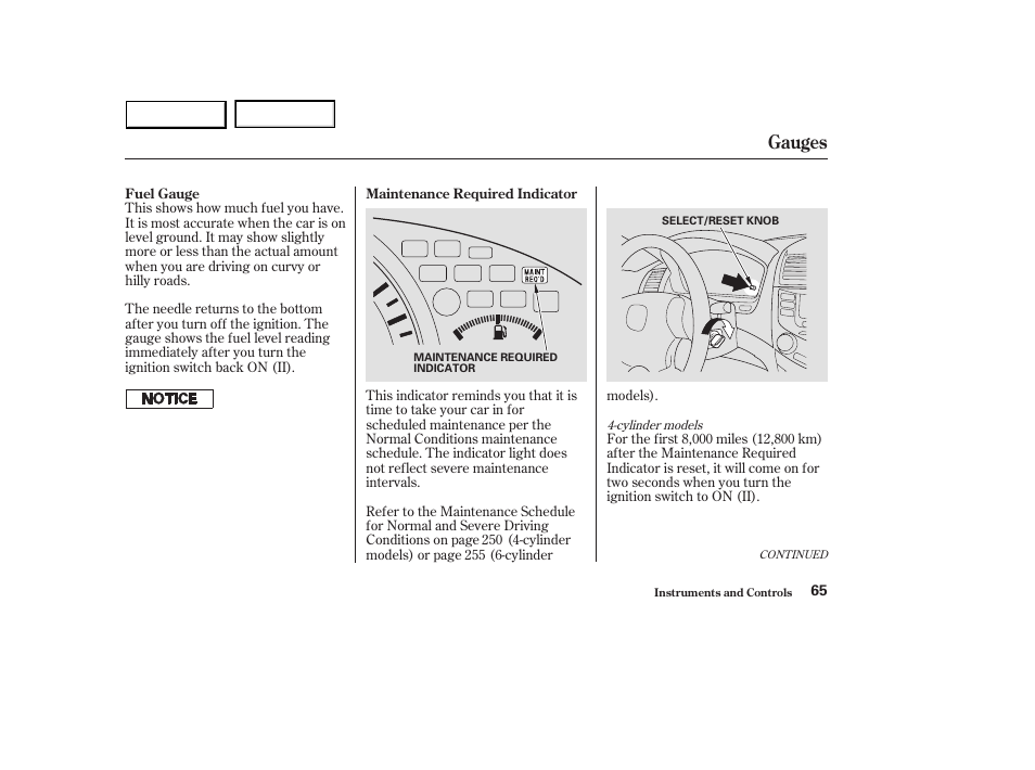 Gauges | HONDA 2003 Accord Sedan - Owner's Manual User Manual | Page 68 / 395