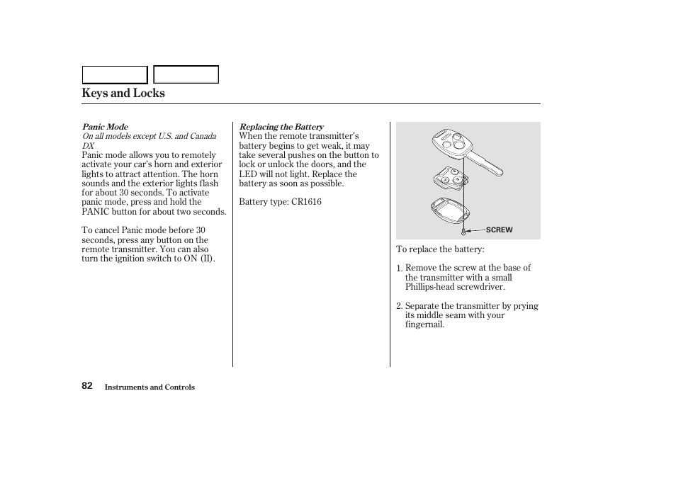 Keys and locks | HONDA 2003 Accord Sedan - Owner's Manual User Manual | Page 85 / 395