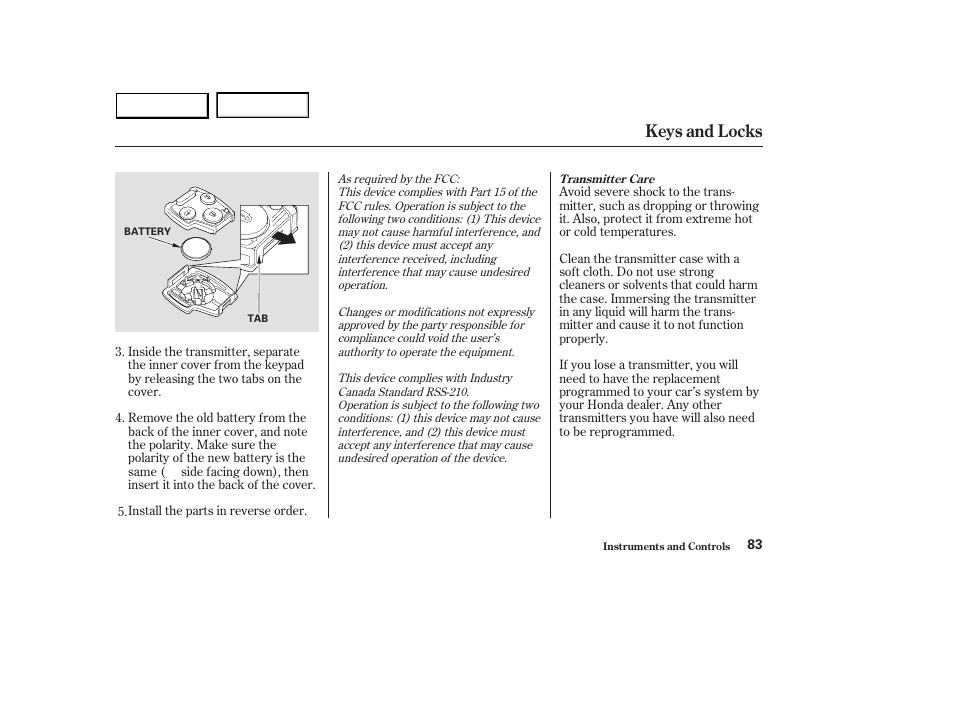 Keys and locks | HONDA 2003 Accord Sedan - Owner's Manual User Manual | Page 86 / 395