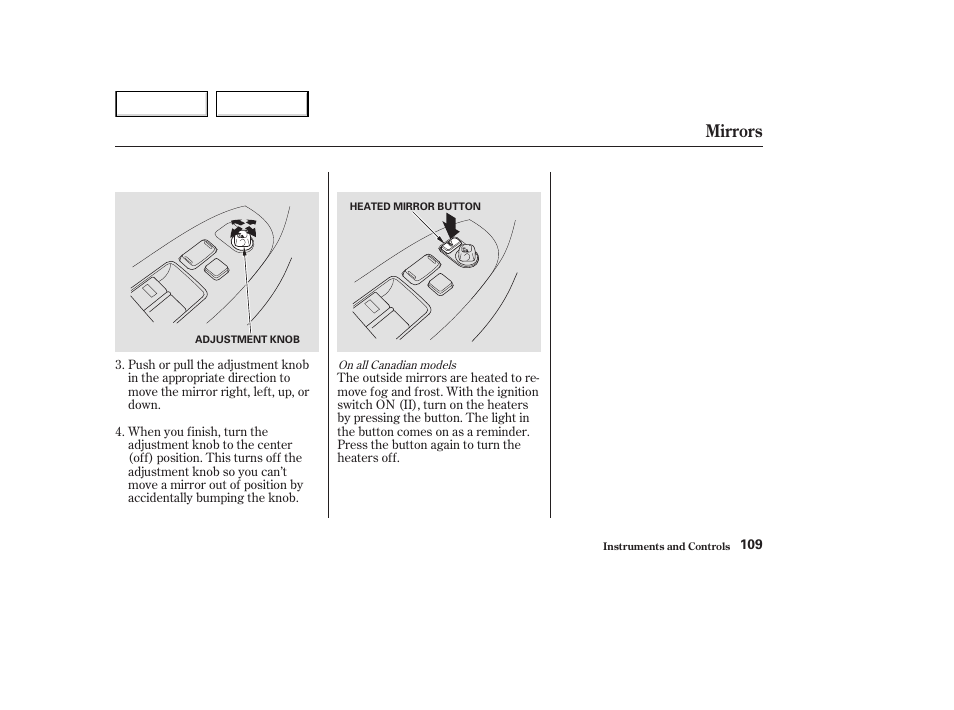 Mirrors | HONDA 2003 Accord Coupe - Owner's Manual User Manual | Page 112 / 429