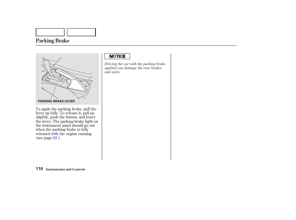 Parking brake | HONDA 2003 Accord Coupe - Owner's Manual User Manual | Page 113 / 429