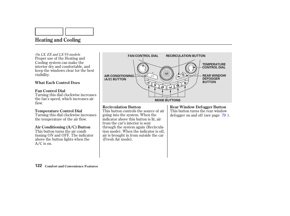 Heating and cooling | HONDA 2003 Accord Coupe - Owner's Manual User Manual | Page 125 / 429