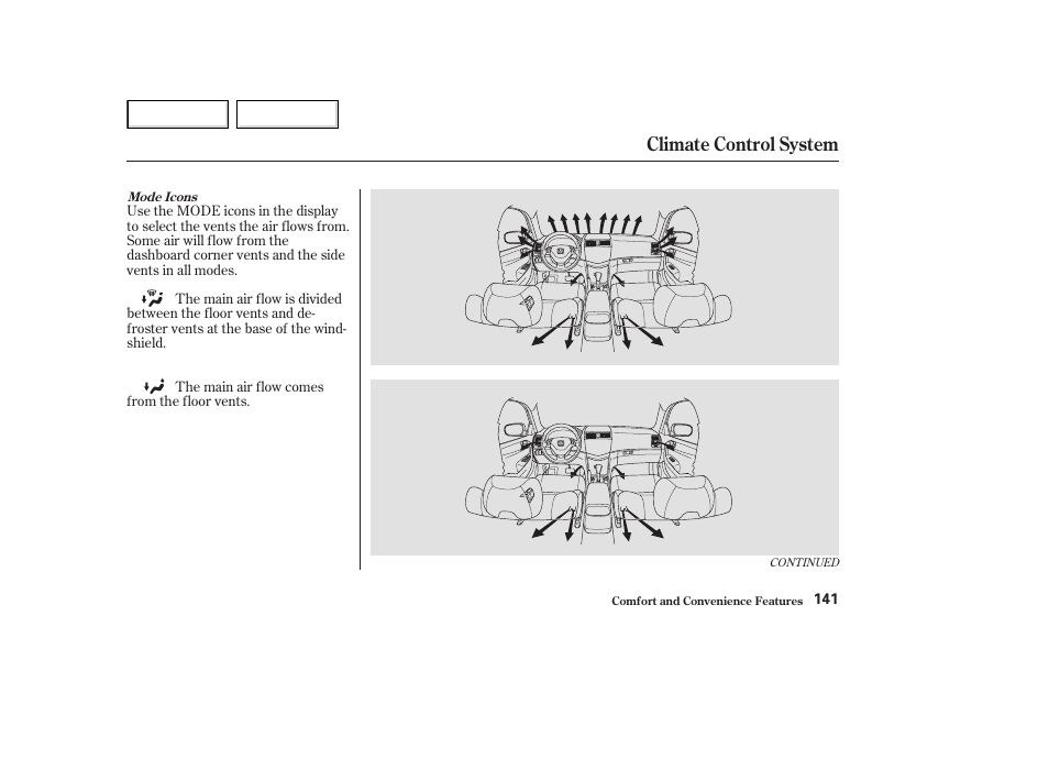 Climate control system | HONDA 2003 Accord Coupe - Owner's Manual User Manual | Page 144 / 429