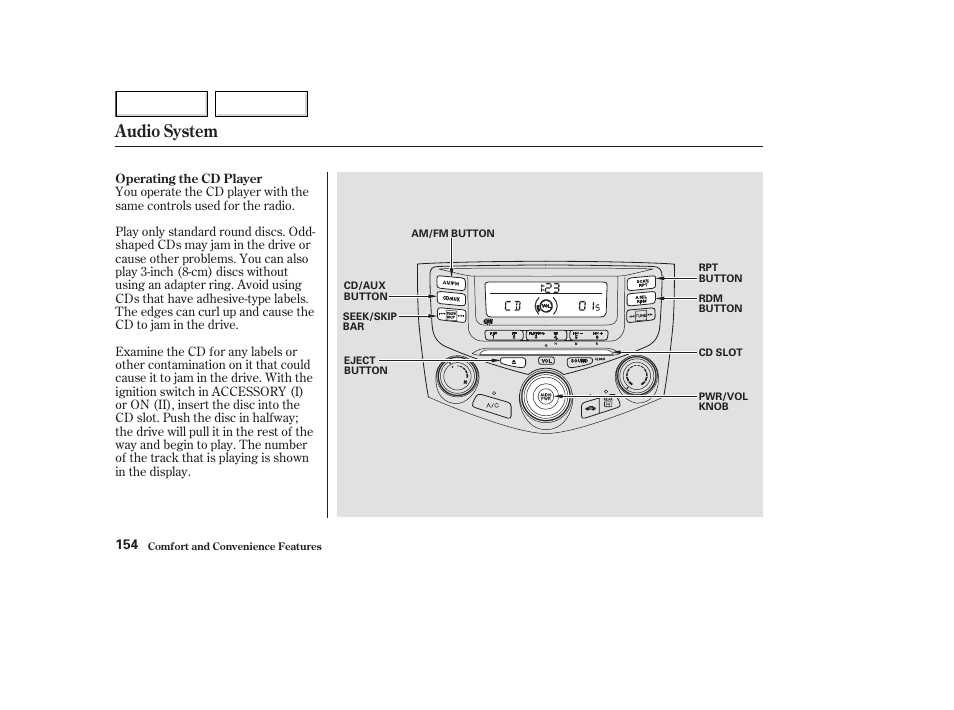 Audio system | HONDA 2003 Accord Coupe - Owner's Manual User Manual | Page 157 / 429