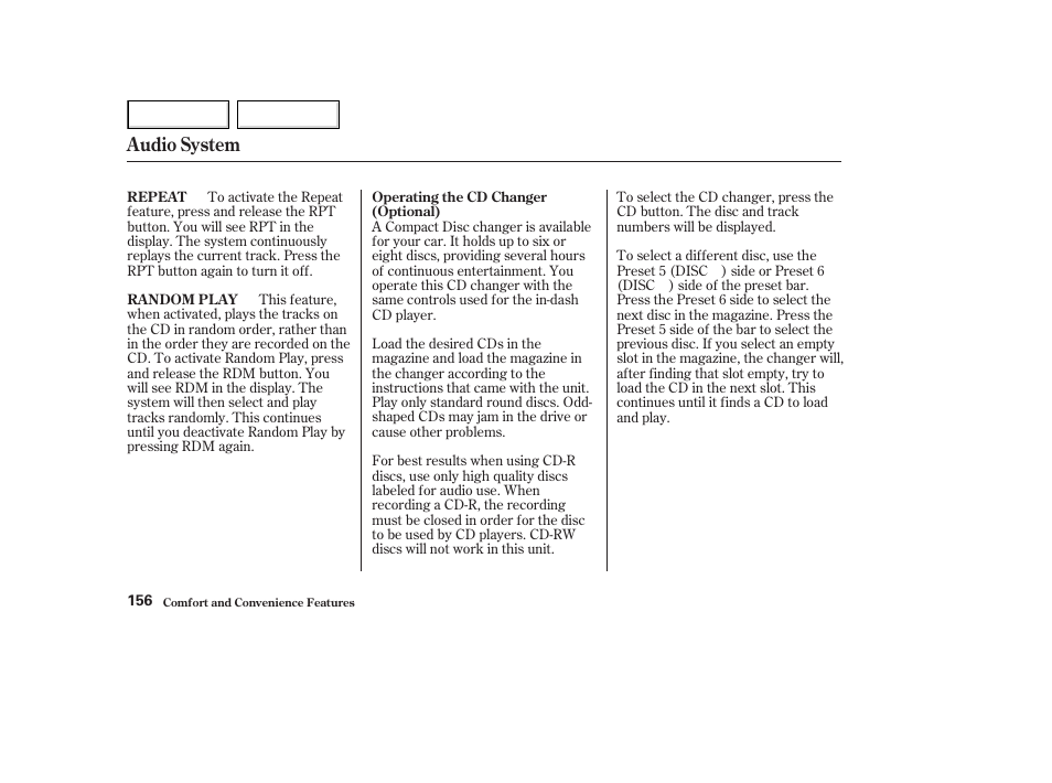 Audio system | HONDA 2003 Accord Coupe - Owner's Manual User Manual | Page 159 / 429