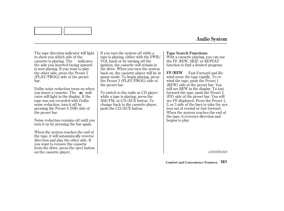 Audio system | HONDA 2003 Accord Coupe - Owner's Manual User Manual | Page 164 / 429