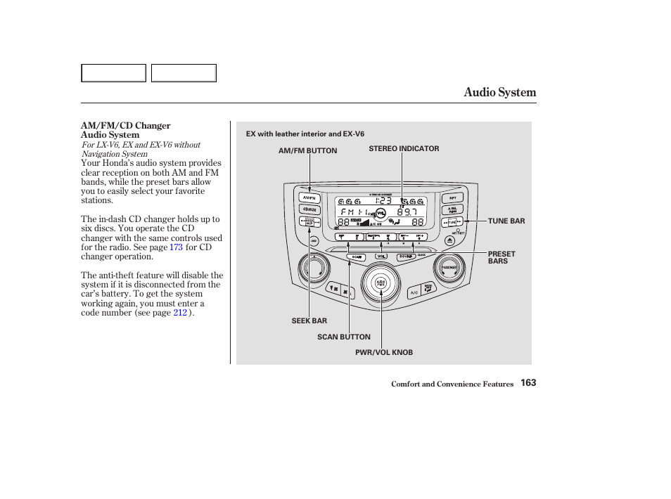 Audio system | HONDA 2003 Accord Coupe - Owner's Manual User Manual | Page 166 / 429