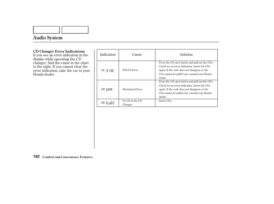 Audio system | HONDA 2003 Accord Coupe - Owner's Manual User Manual | Page 185 / 429