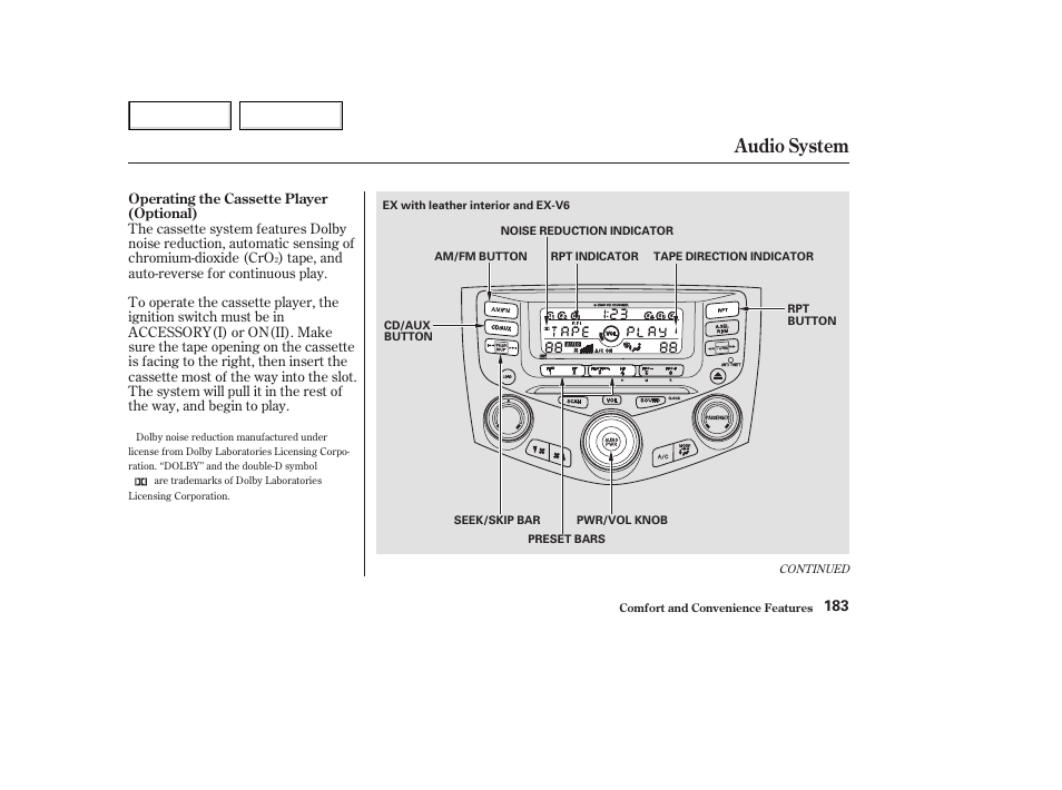 Audio system | HONDA 2003 Accord Coupe - Owner's Manual User Manual | Page 186 / 429