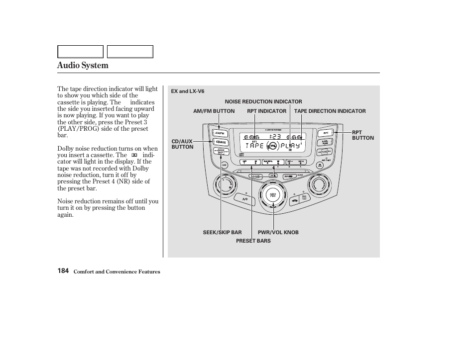 Audio system | HONDA 2003 Accord Coupe - Owner's Manual User Manual | Page 187 / 429