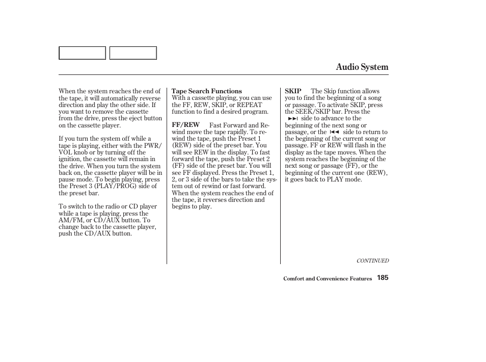 Audio system | HONDA 2003 Accord Coupe - Owner's Manual User Manual | Page 188 / 429