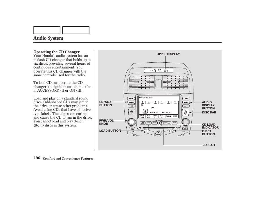 Audio system | HONDA 2003 Accord Coupe - Owner's Manual User Manual | Page 199 / 429