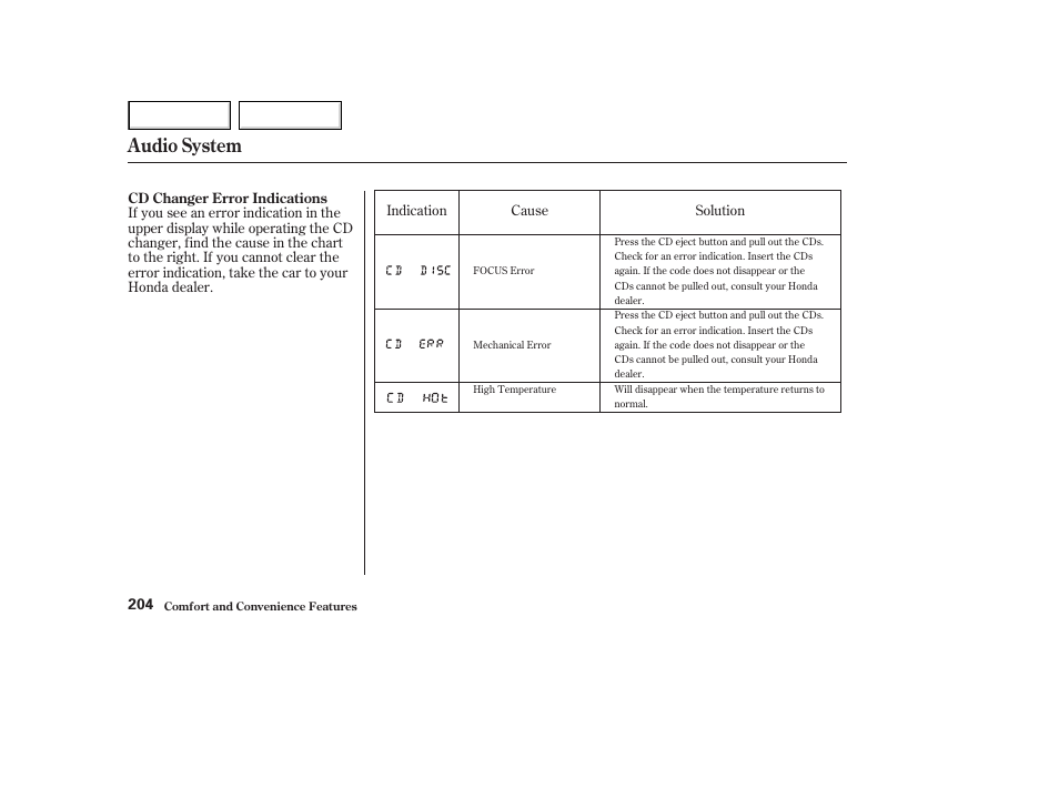 Audio system | HONDA 2003 Accord Coupe - Owner's Manual User Manual | Page 207 / 429