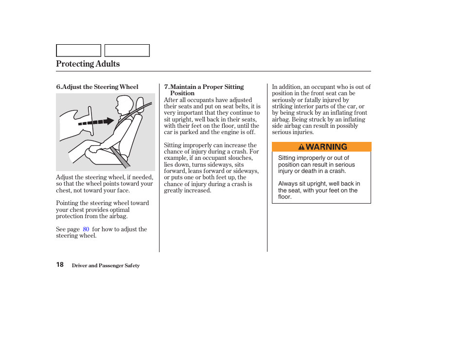 Protecting adults | HONDA 2003 Accord Coupe - Owner's Manual User Manual | Page 21 / 429