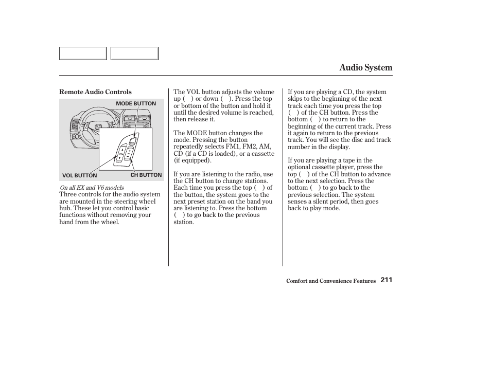 Audio system | HONDA 2003 Accord Coupe - Owner's Manual User Manual | Page 214 / 429