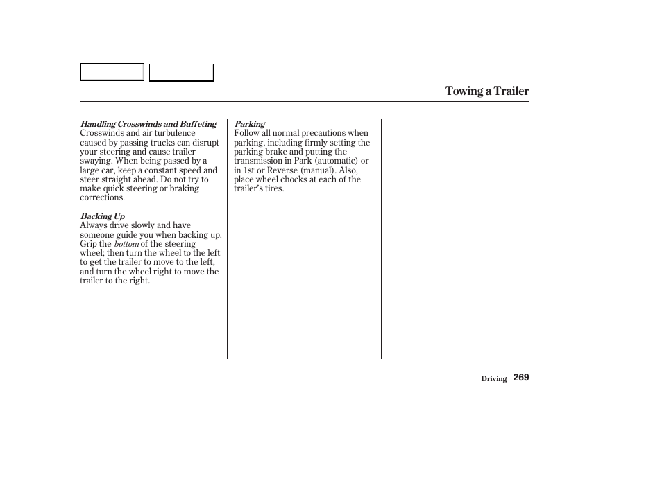 Towing a trailer | HONDA 2003 Accord Coupe - Owner's Manual User Manual | Page 272 / 429