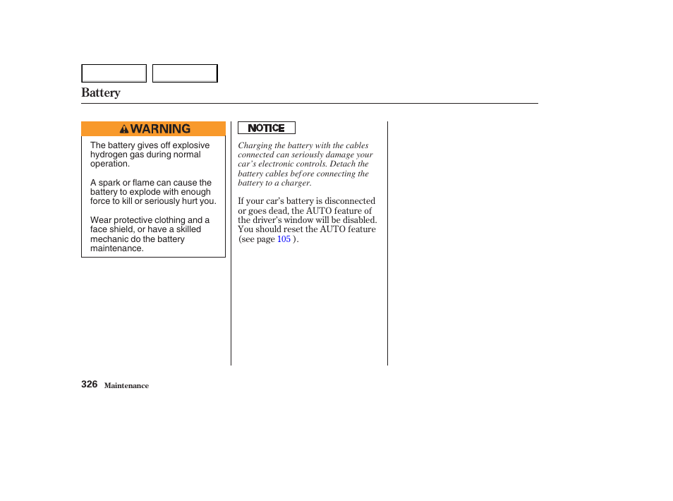 Battery | HONDA 2003 Accord Coupe - Owner's Manual User Manual | Page 329 / 429