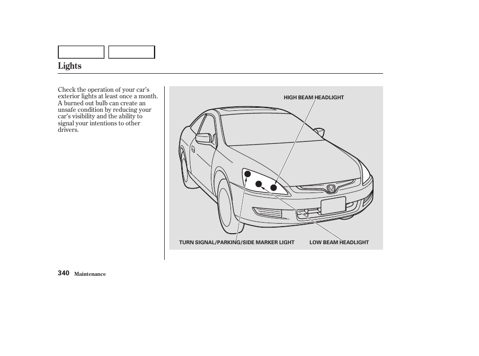 Lights | HONDA 2003 Accord Coupe - Owner's Manual User Manual | Page 343 / 429