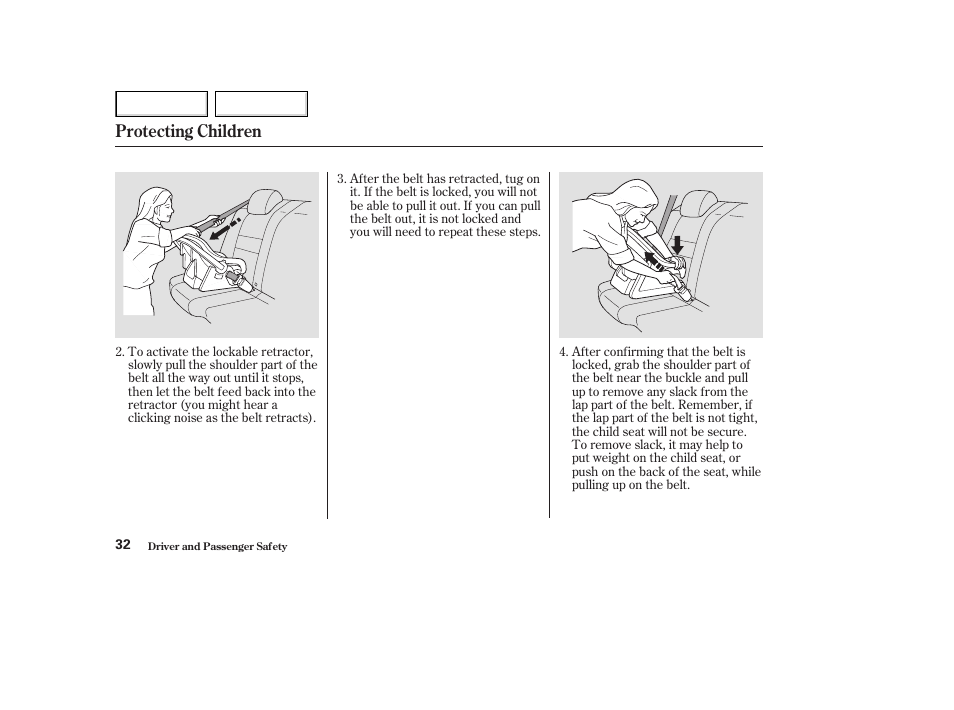 Protecting children | HONDA 2003 Accord Coupe - Owner's Manual User Manual | Page 35 / 429