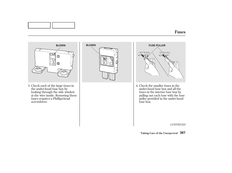 Fuses | HONDA 2003 Accord Coupe - Owner's Manual User Manual | Page 390 / 429