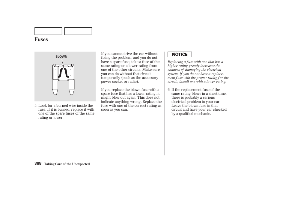 Fuses | HONDA 2003 Accord Coupe - Owner's Manual User Manual | Page 391 / 429