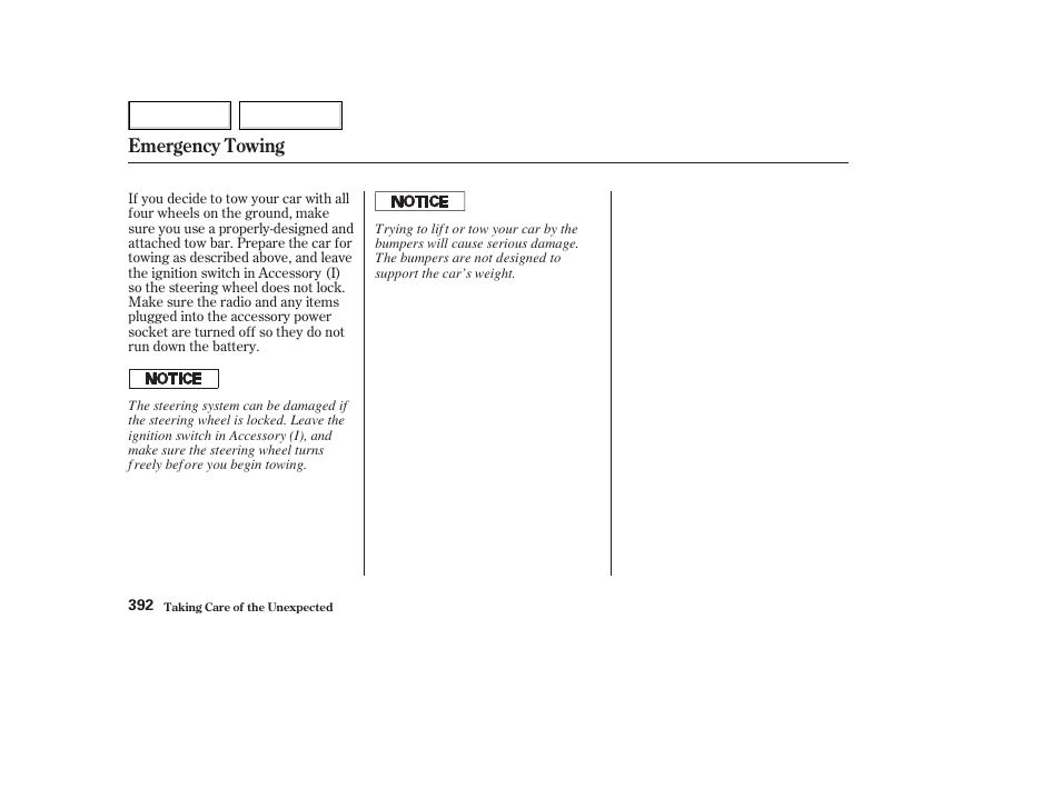 Emergency towing | HONDA 2003 Accord Coupe - Owner's Manual User Manual | Page 395 / 429