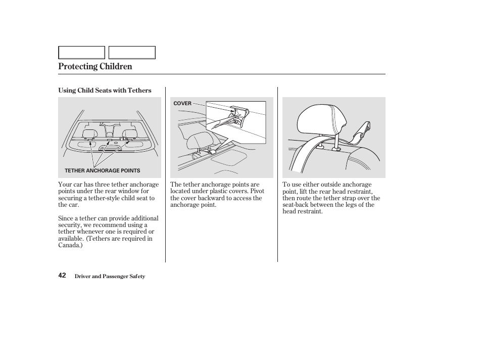 Protecting children | HONDA 2003 Accord Coupe - Owner's Manual User Manual | Page 45 / 429