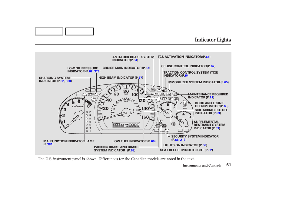 Indicator lights | HONDA 2003 Accord Coupe - Owner's Manual User Manual | Page 64 / 429