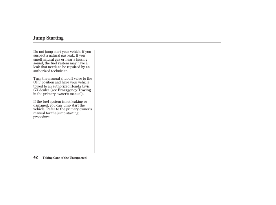 Jump starting | HONDA 2003 Civic GX - Owner's Manual User Manual | Page 43 / 50
