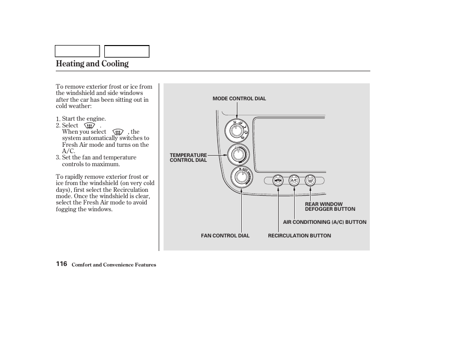 Heating and cooling | HONDA 2003 Civic Coupe - Owner's Manual User Manual | Page 119 / 319