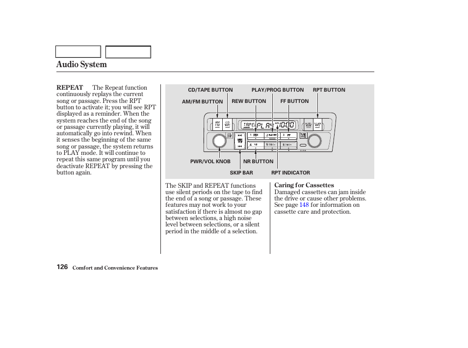 Audio system | HONDA 2003 Civic Coupe - Owner's Manual User Manual | Page 129 / 319